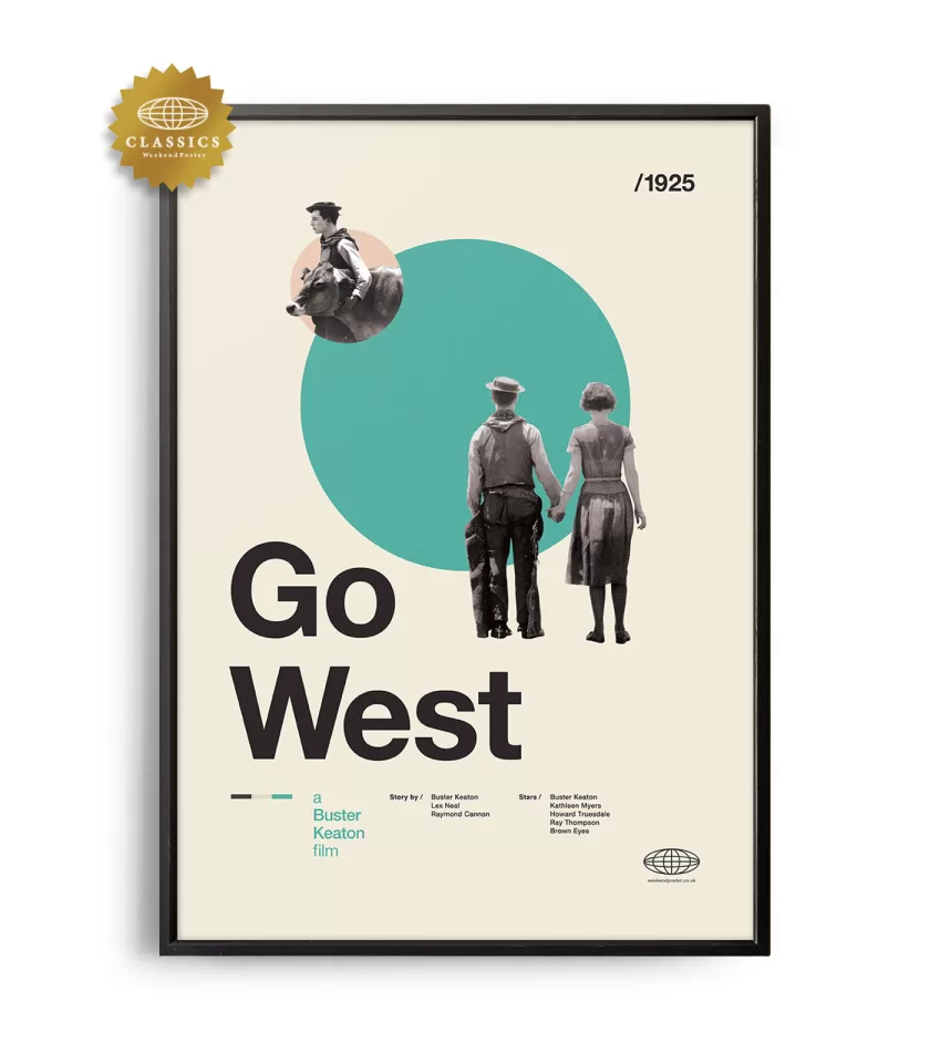 Mid-century Classic Go West movie poster