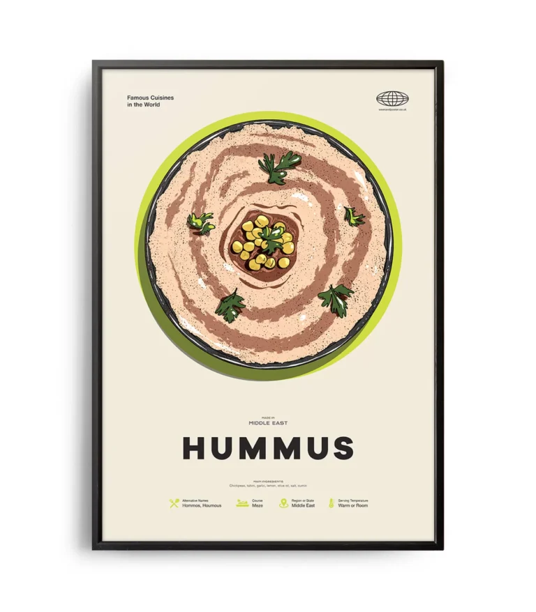Mid-century modern Hummus recipe poster