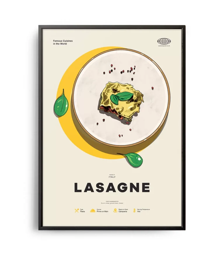 Mid-century modern Lasagne recipe poster
