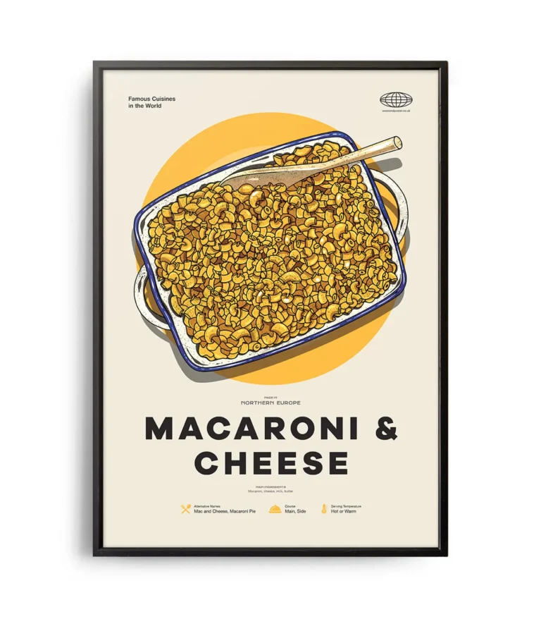 Mid-century modern Mac & Cheese recipe poster