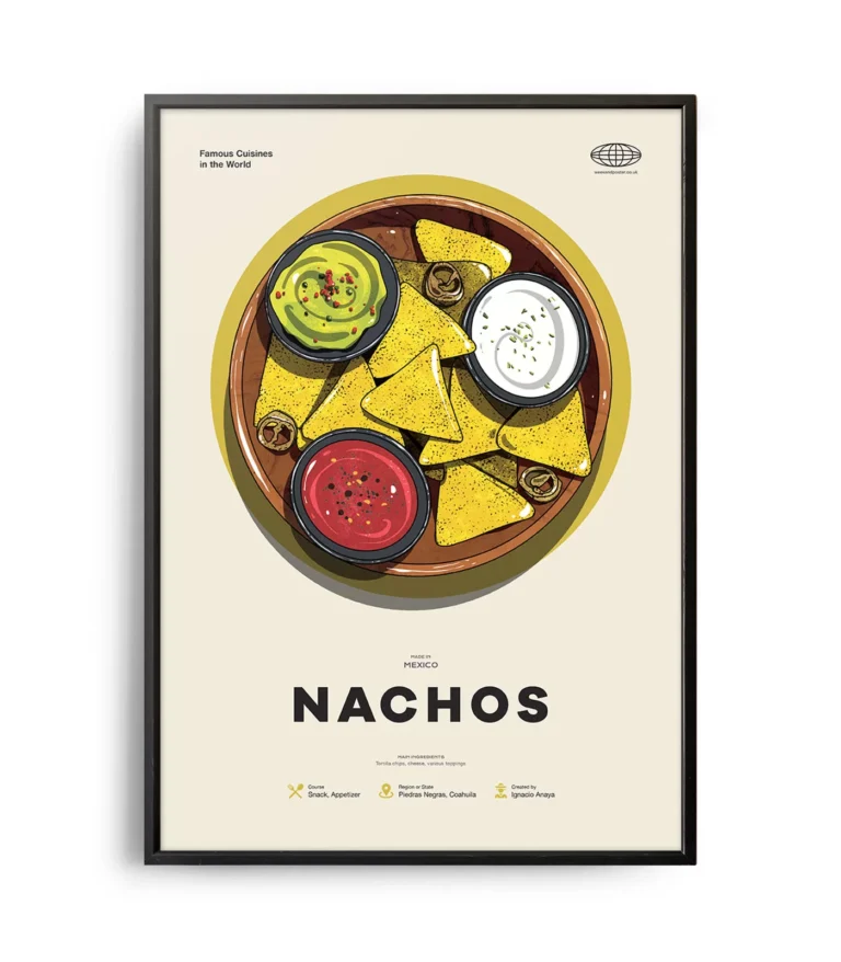 Mid-century modern Nachos recipe poster