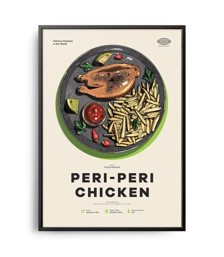 Mid-century modern Peri-Peri Chicken recipe poster