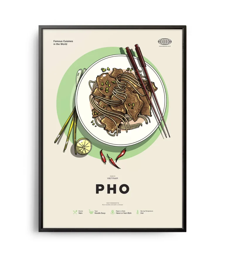 Mid-century modern Pho recipe poster