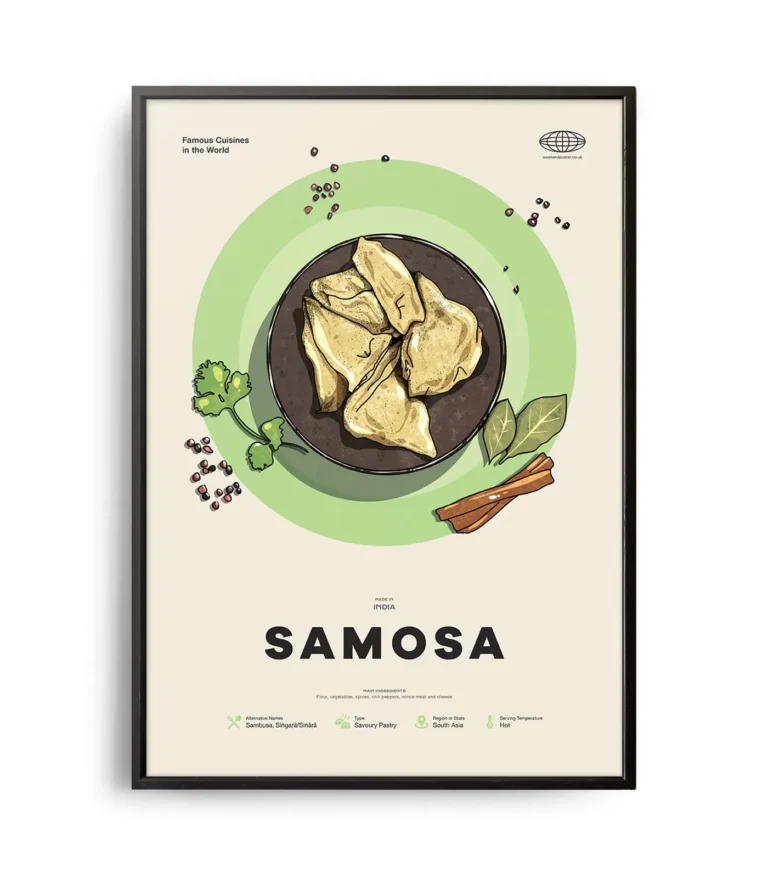 Mid-century modern Samosa recipe poster