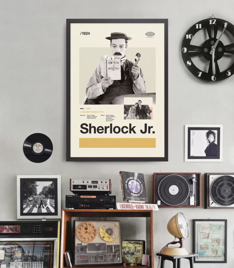 Mid-century Classic Sherlock Jr. movie poster