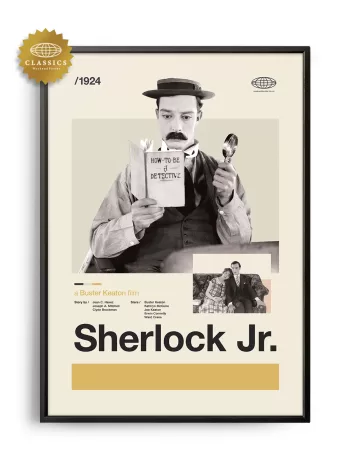 Mid-century Classic Sherlock Jr. movie poster
