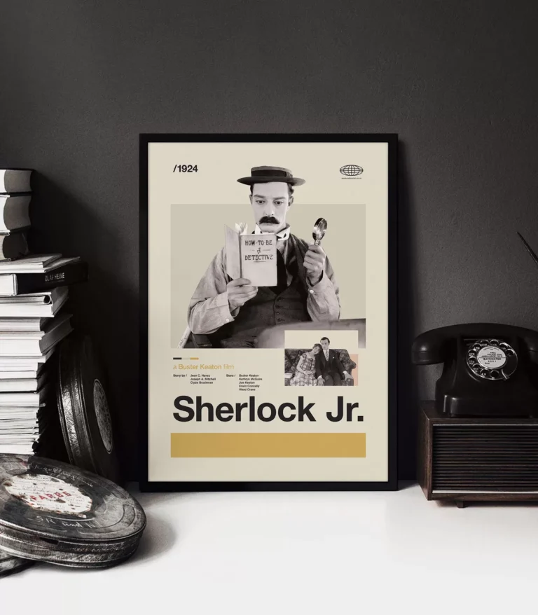 Mid-century Classic Sherlock Jr. movie poster