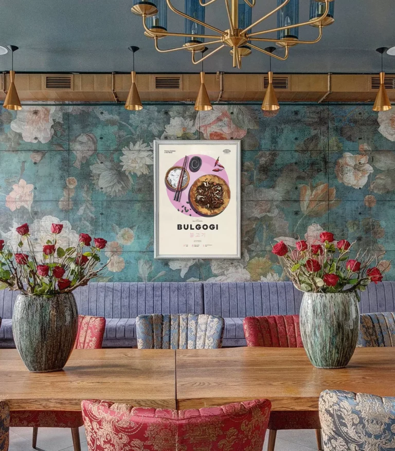 Mid-century modern Bulgogi recipe poster