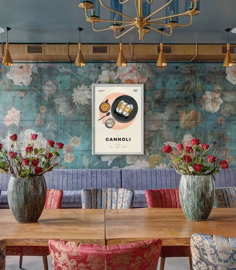 Mid-century modern Cannoli recipe poster