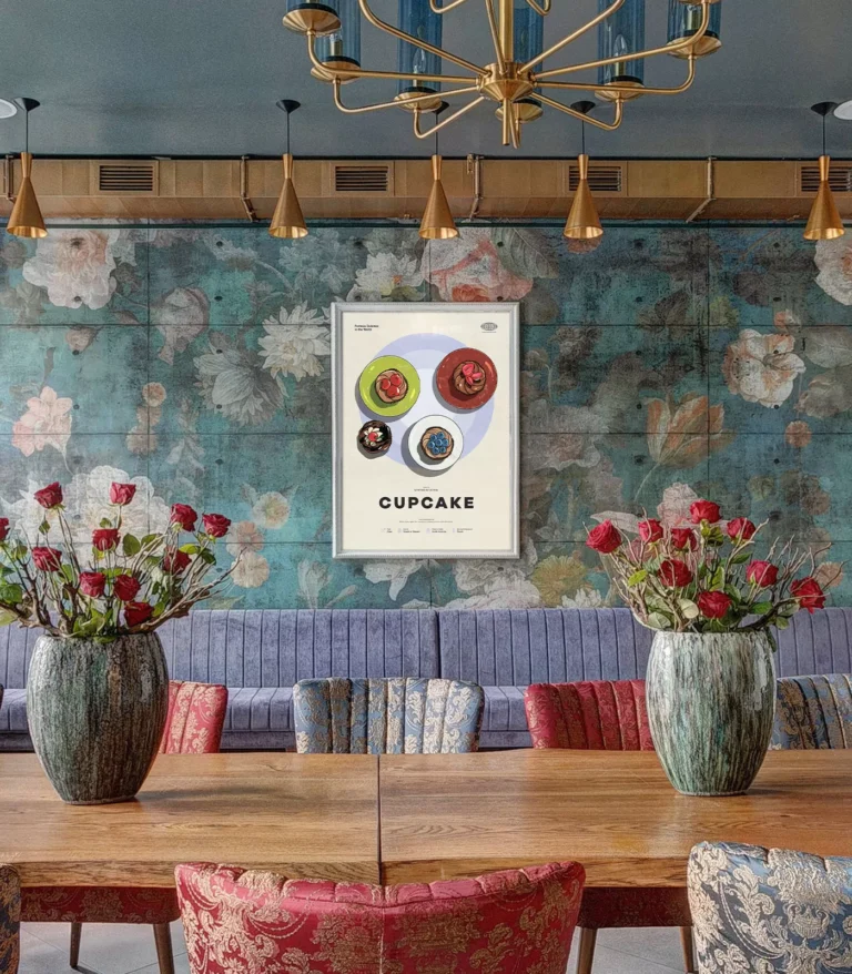 Mid-century modern Cupcake recipe poster