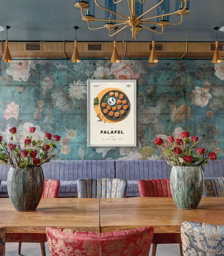 Mid-century modern Falafel recipe poster