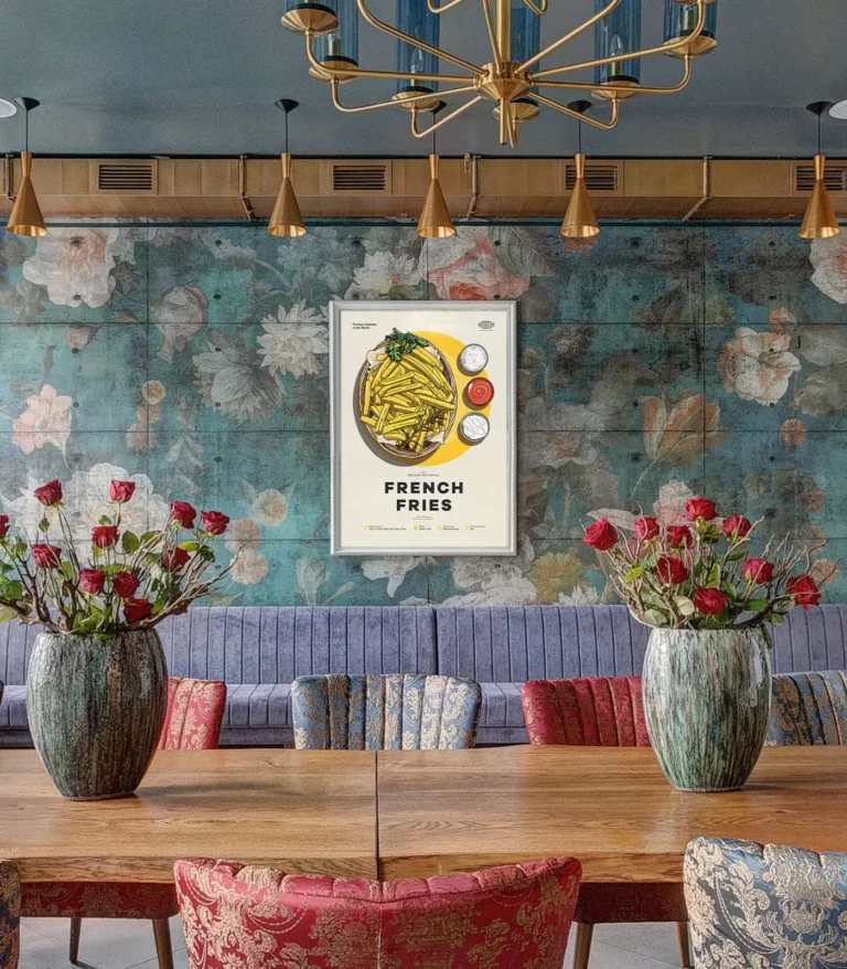 Mid-century modern French Fries recipe poster