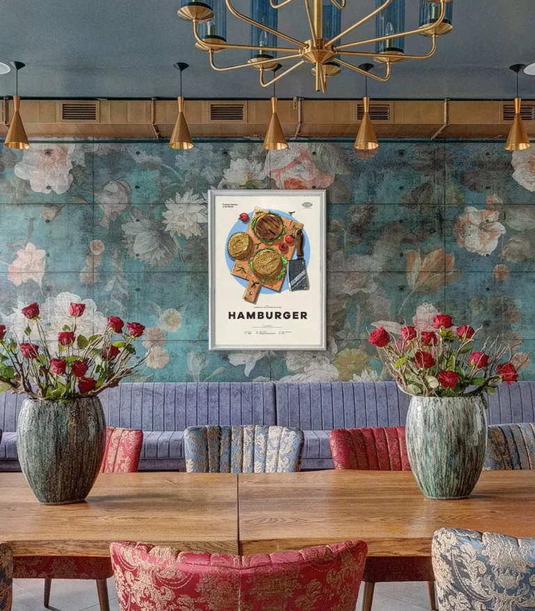 Mid-century modern Hamburger recipe poster