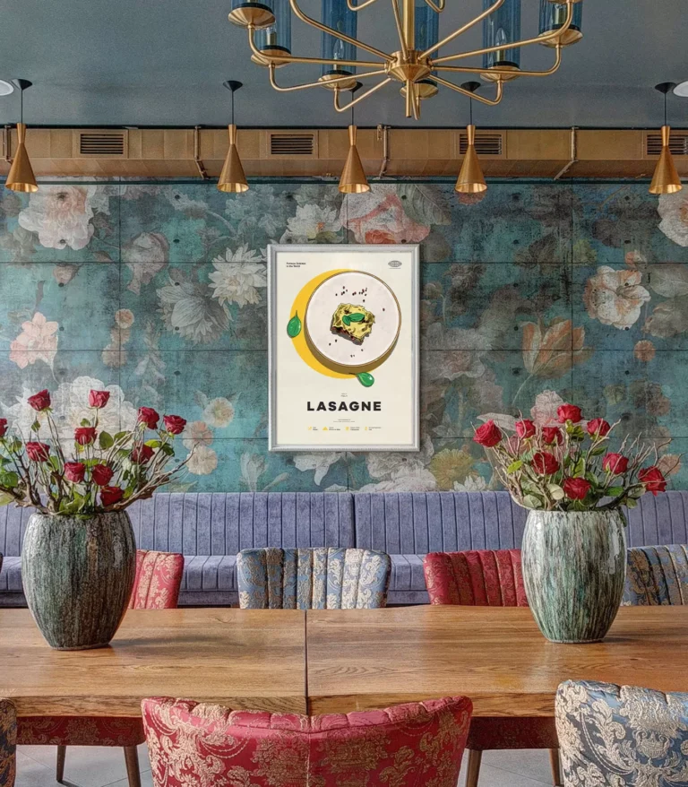 Mid-century modern Lasagne recipe poster