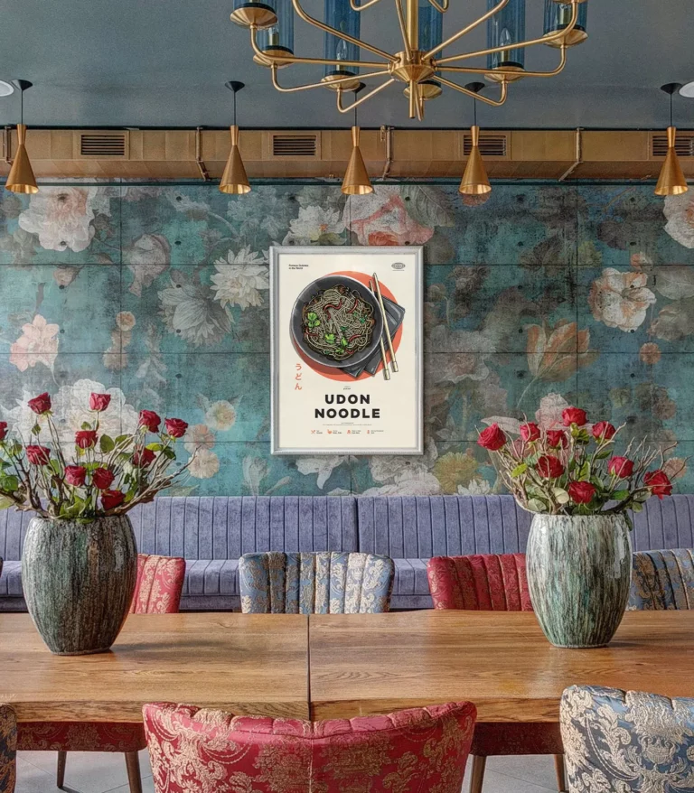 Mid-century modern Udon Noodle recipe poster