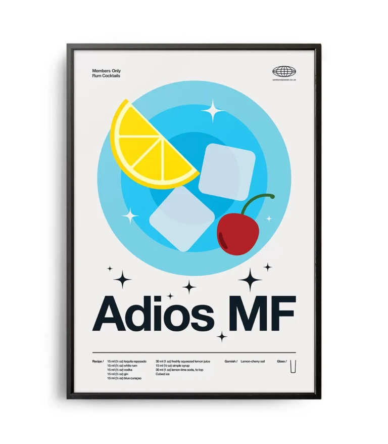 Mid-century modern Adios MF Cocktail poster