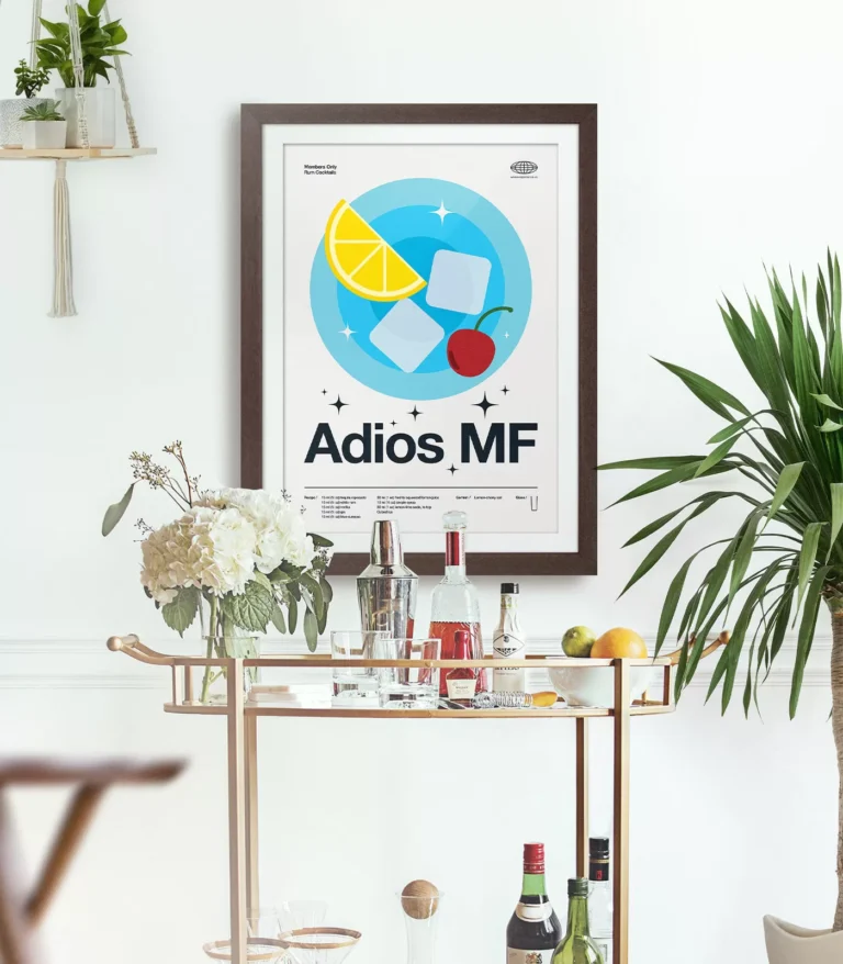 Mid-century modern Adios MF Cocktail poster