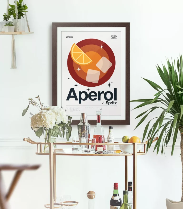 Mid-century modern Aperol Spritz Cocktail poster