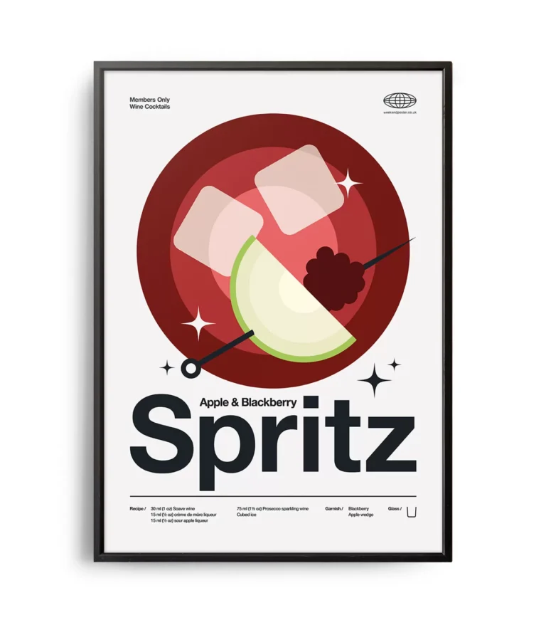 Mid-century modern Apple & Blackberry Spritz Cocktail poster