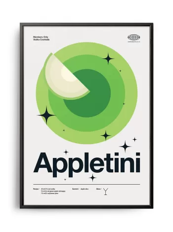Mid-century modern Appletini Cocktail poster