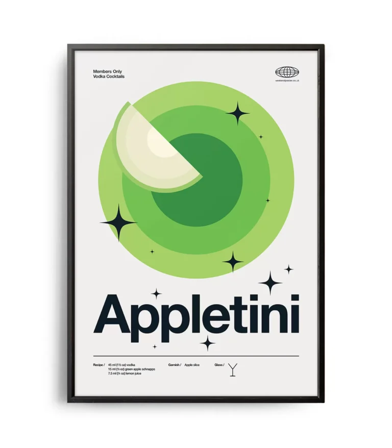 Mid-century modern Appletini Cocktail poster
