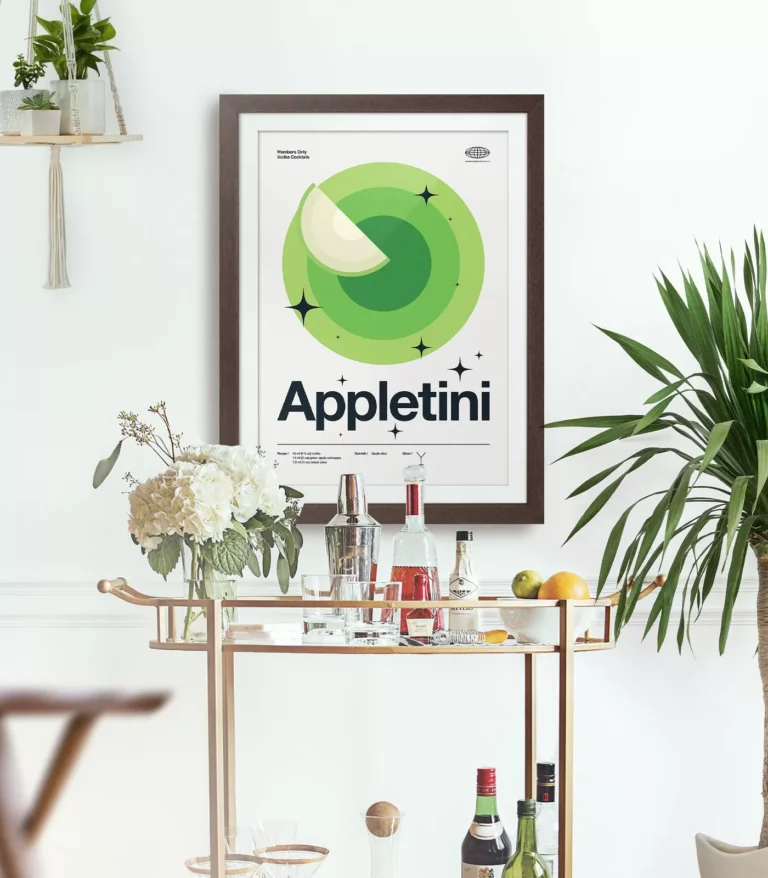 Mid-century modern Appletini Cocktail poster