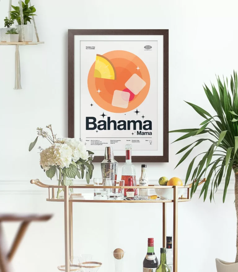 Mid-century modern Bahama Mama Cocktail poster
