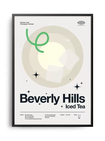Mid-century modern Beverly Hills Iced Tea Cocktail poster