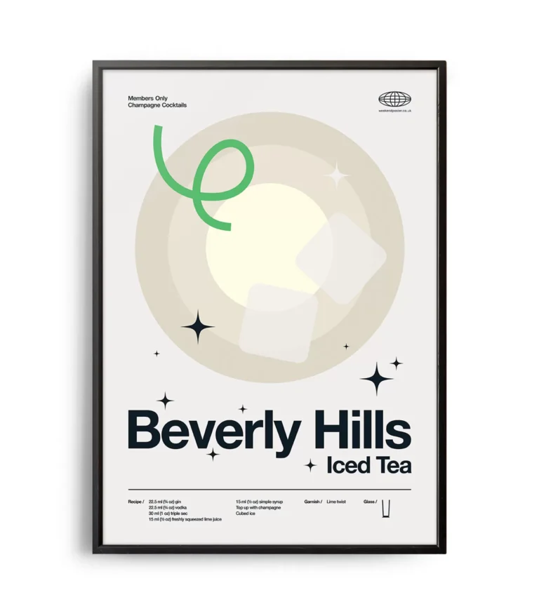 Mid-century modern Beverly Hills Iced Tea Cocktail poster