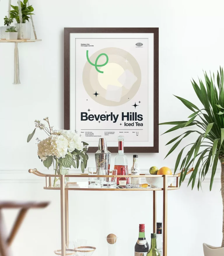 Mid-century modern Beverly Hills Iced Tea Cocktail poster