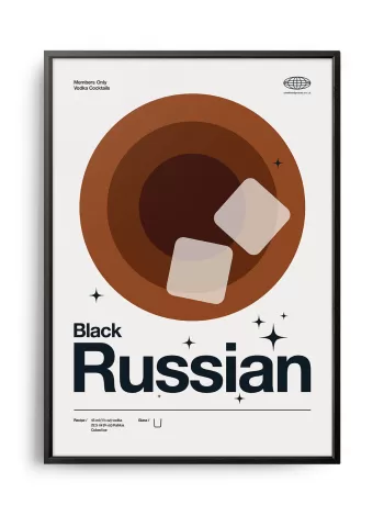 Mid-century modern Black Russian Cocktail poster