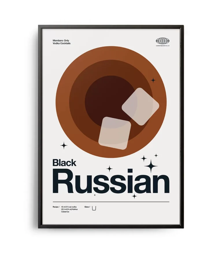 Mid-century modern Black Russian Cocktail poster