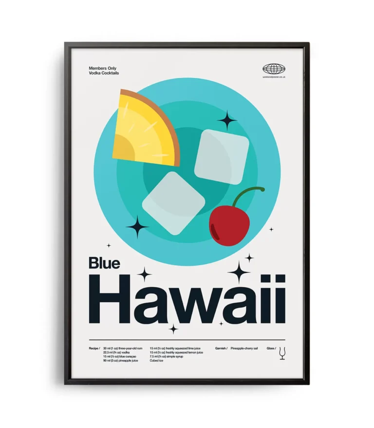 Mid-century modern Blue Hawaii Cocktail poster
