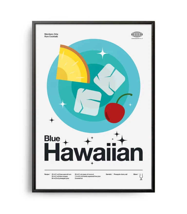 Mid-century modern Blue Hawaiian Cocktail poster