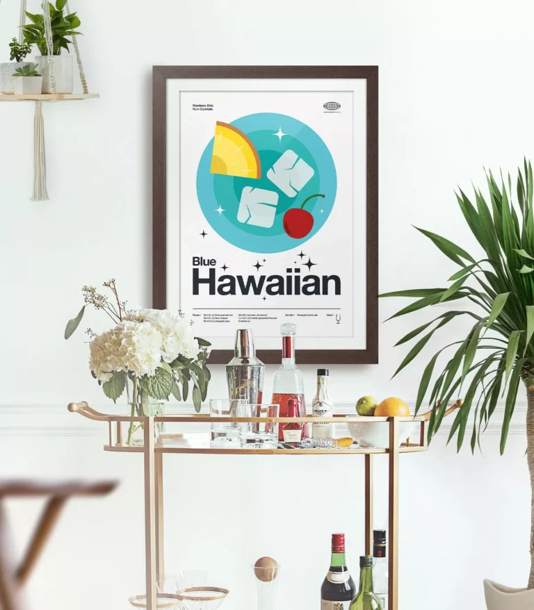 Mid-century modern Blue Hawaiian Cocktail poster