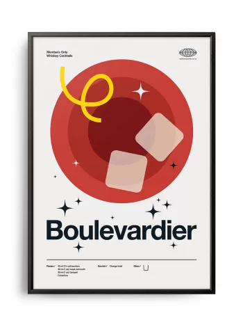 Mid-century modern Boulevardier Cocktail poster
