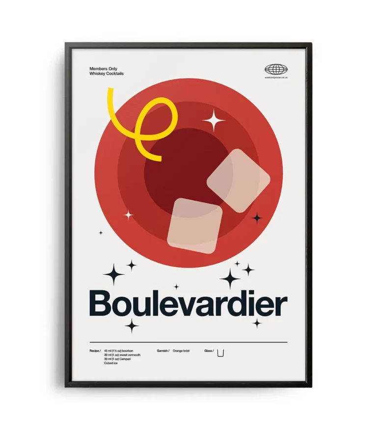 Mid-century modern Boulevardier Cocktail poster