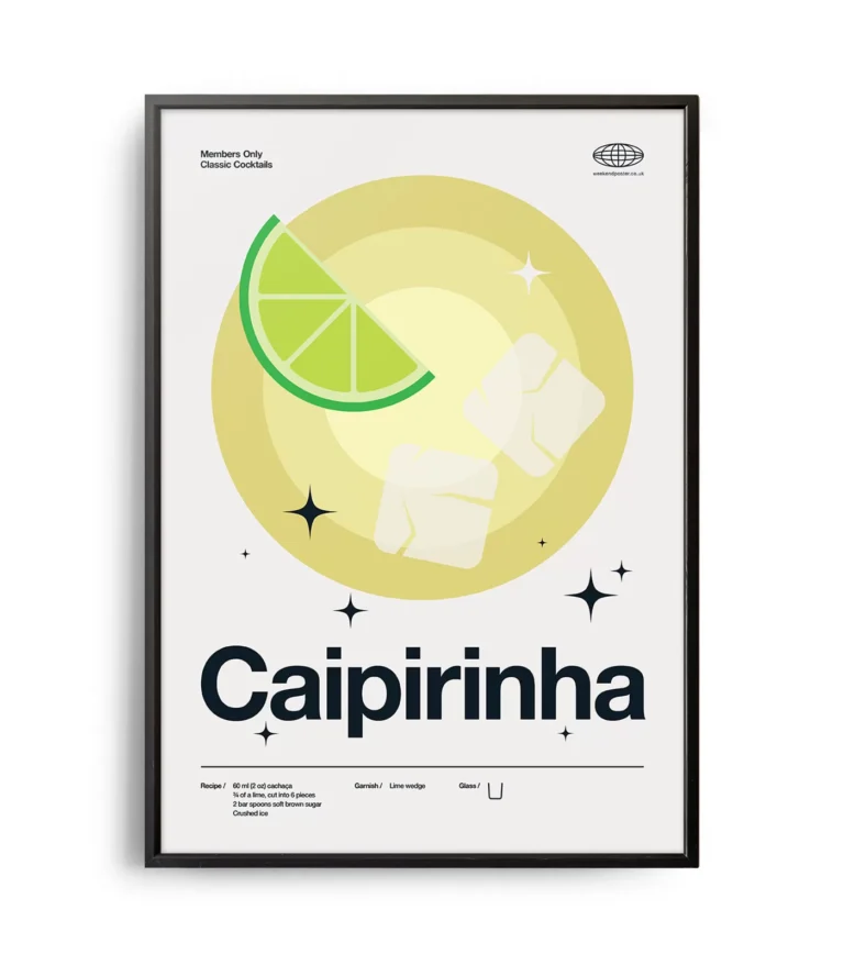 Mid-century modern Caipirinha Cocktail poster