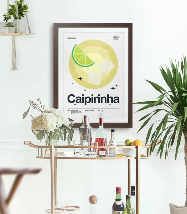 Mid-century modern Caipirinha Cocktail poster