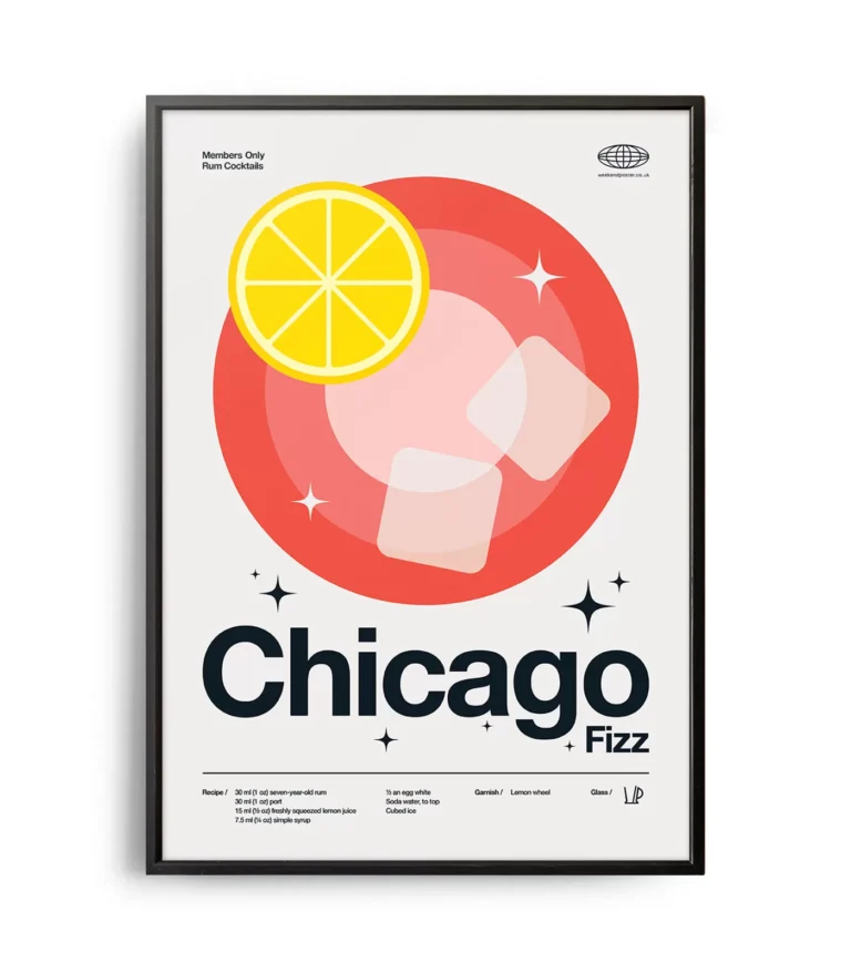 Mid-century modern Chicago Fizz Cocktail poster
