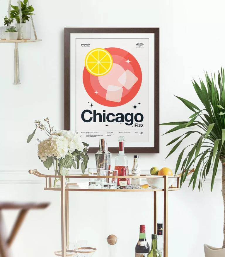 Mid-century modern Chicago Fizz Cocktail poster
