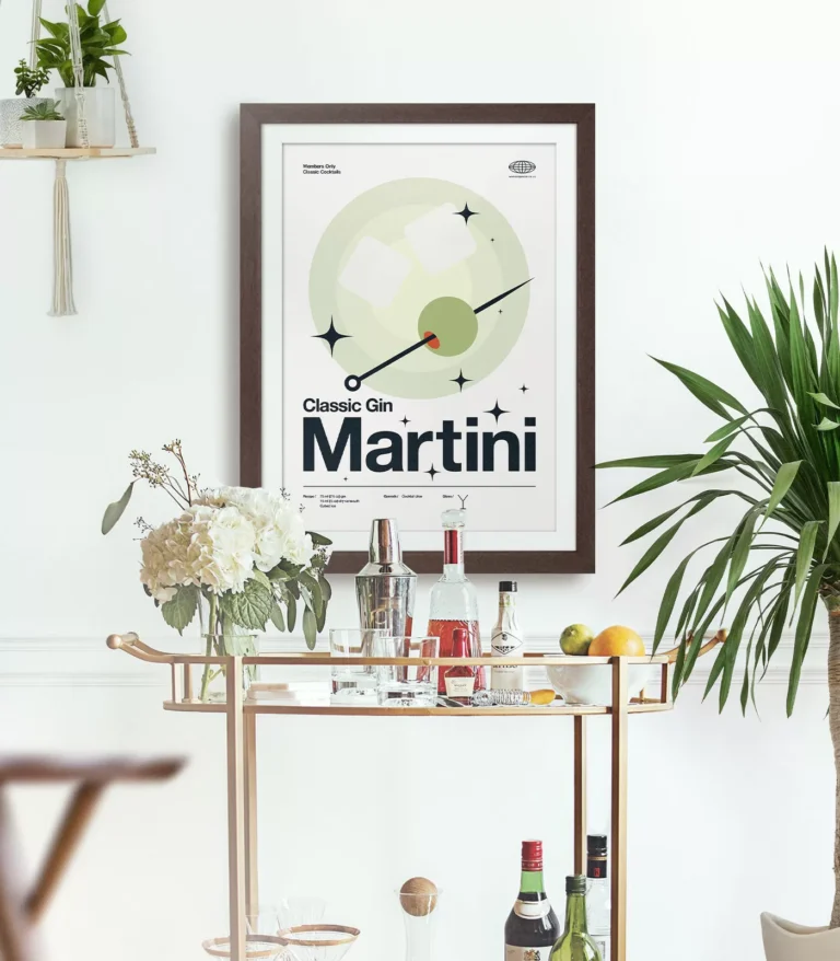 Mid-century modern Classic Gin Martini Cocktail poster