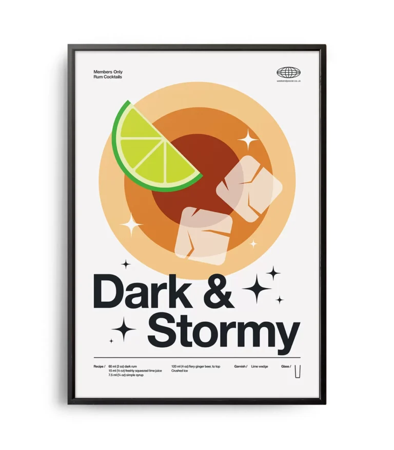 Mid-century modern Dark & Stormy Cocktail poster