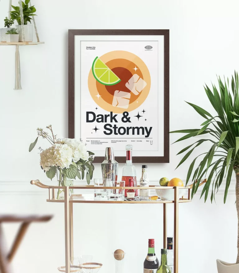 Mid-century modern Dark & Stormy Cocktail poster