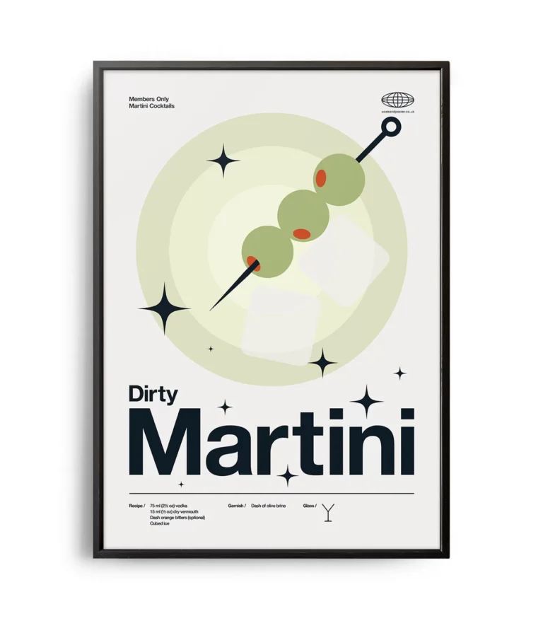 Mid-century modern Dirty Martini Cocktail poster