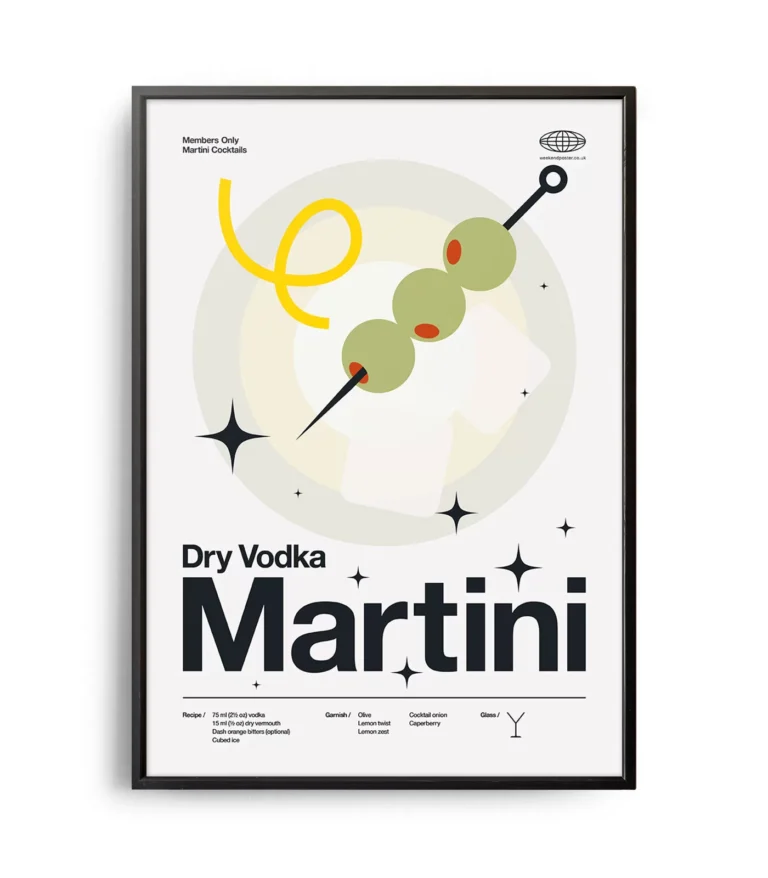 Mid-century modern Dry Vodka Martini Cocktail poster