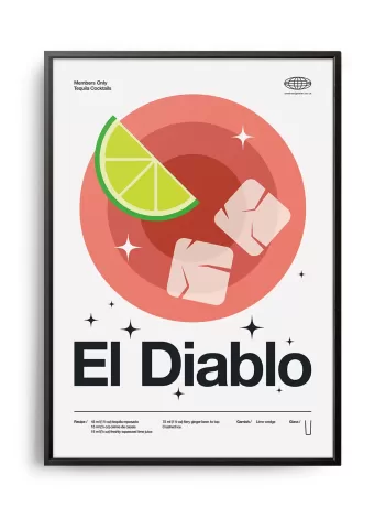 Mid-century modern El Diablo Cocktail poster