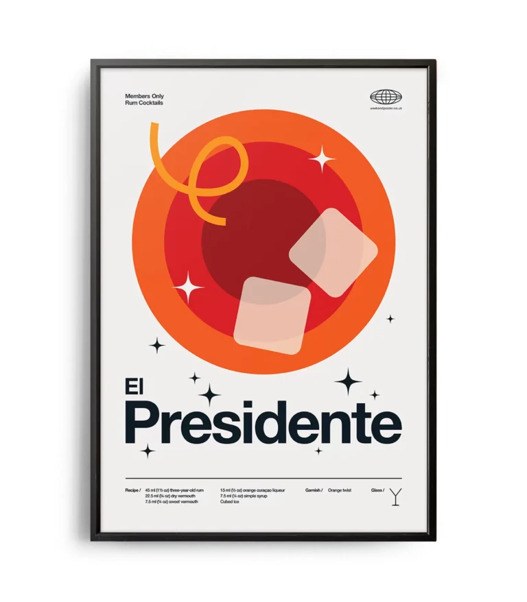 Mid-century modern El Presidente Cocktail poster