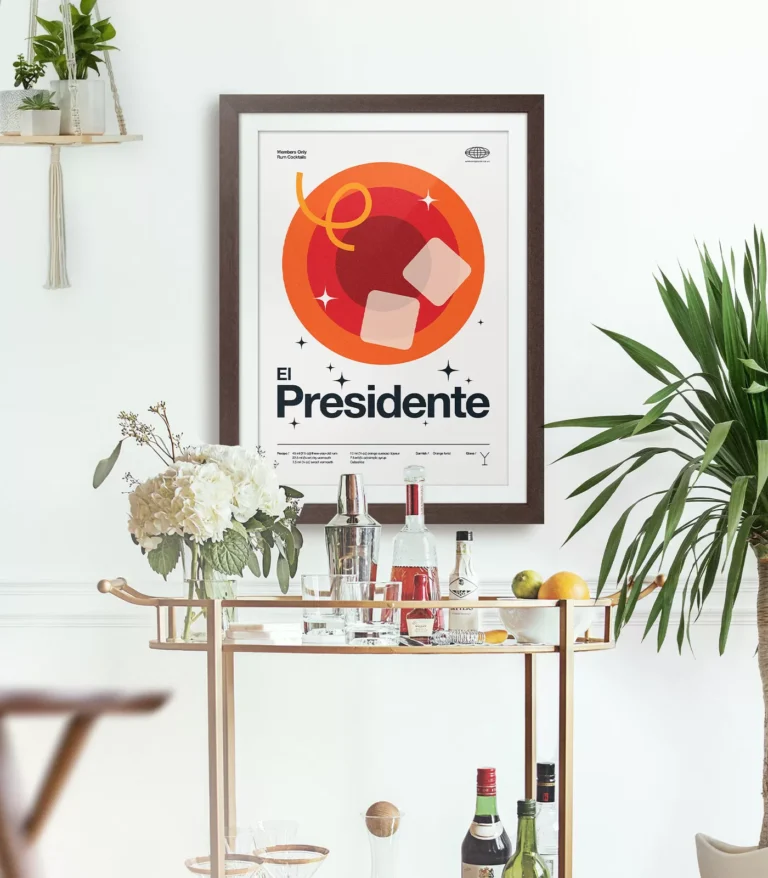 Mid-century modern El Presidente Cocktail poster