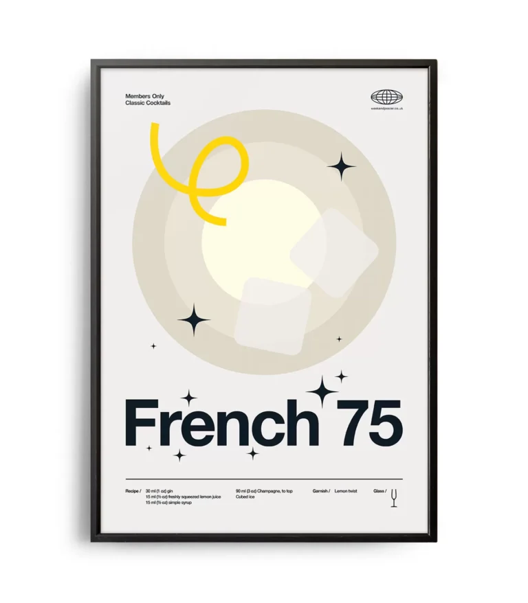 Mid-century modern French 75 Cocktail poster